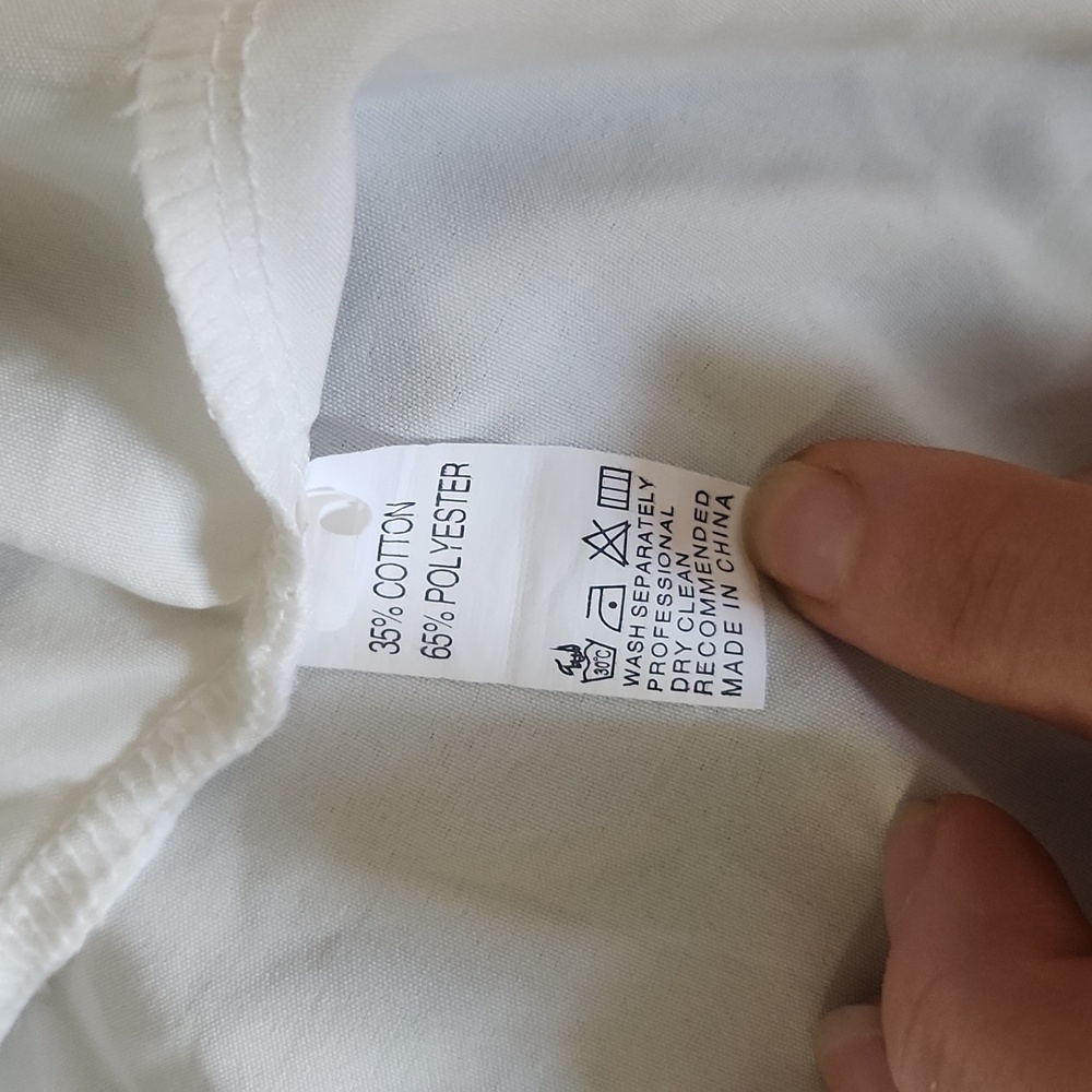 White Button-Up Shirt with Black Lettering - Picture 3 of 7